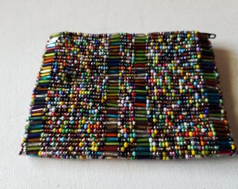 Beaded zippered coin purse
