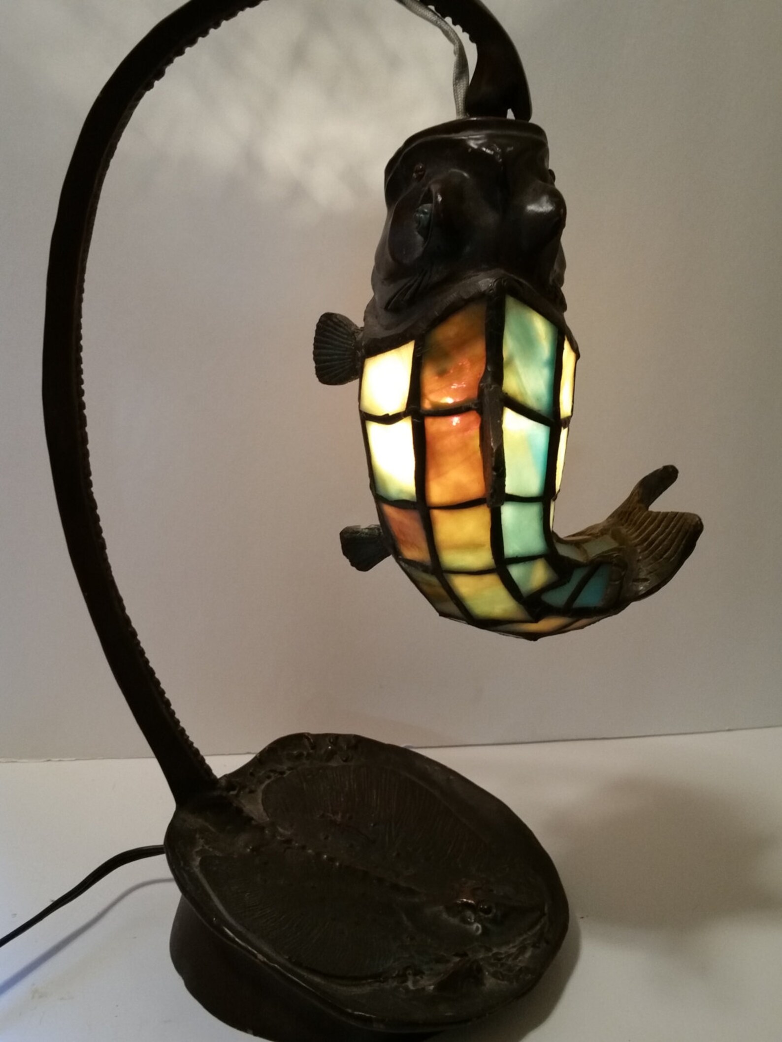 REDUCED..Really cool tiffany style FISH lamp Etsy