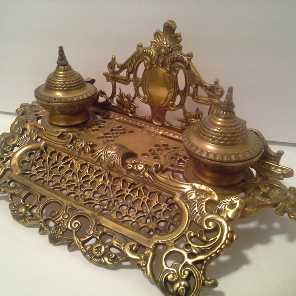 Reduced. Brass desk inkwell