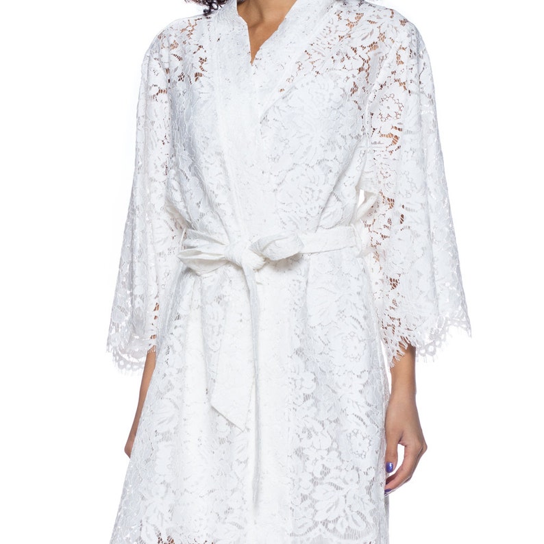 white lace robe