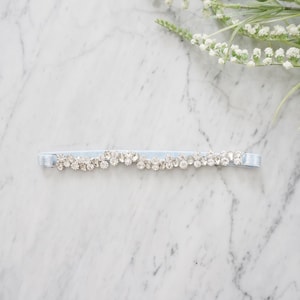 Bridal Rhinestone Garter / Something Blue Crystal Wedding Garter / Embellished Garters / Bridal Shower Gifts / Boho Wedding Garters