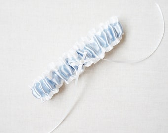 Something Blue Wedding Garter / Off White Garter / Bridal Satin Garter / Toss Garter / Dusty Blue Garter / Bridal Shower Gift / Wedding Gift