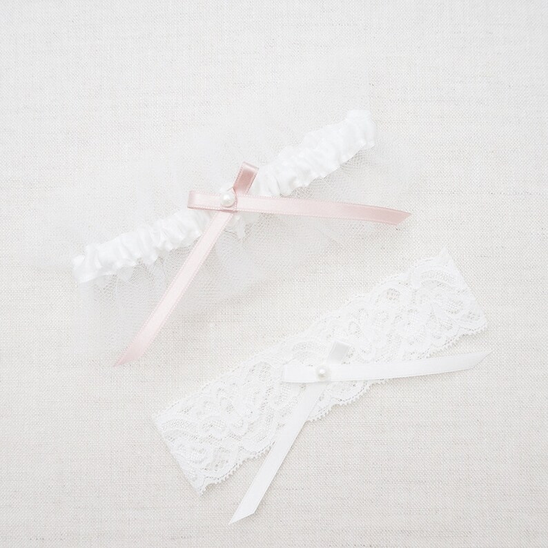 Tulle Bridal Garter Set Off White Wedding Garter Bridal Satin Garter Set Simple Bridal Garter Keepsake Garter Bridal Shower Gifts