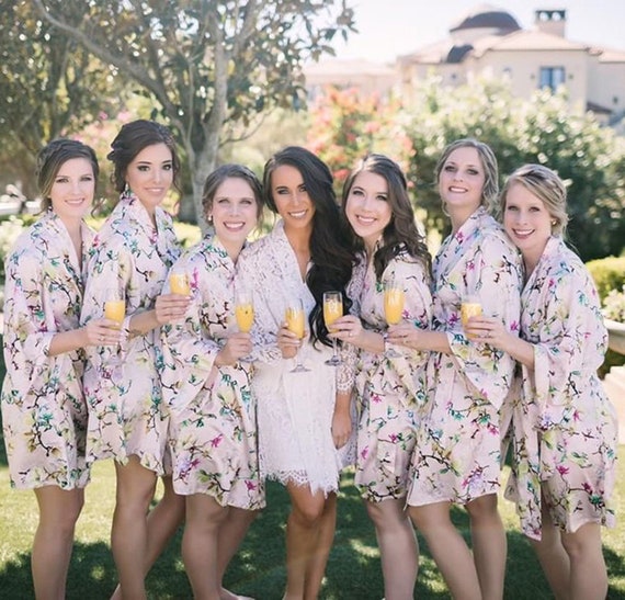 etsy floral bridesmaid dresses Set Of 6 Floral Bridesmaid Robes for getting ready / Bridal Floral Robes / Wedding Kimono Robes / Bridal Party Gifts / Bridal Shower Gift