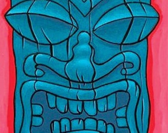 Teal Tiki Archival Giclee Print