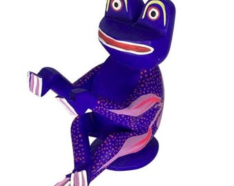 Alebrije de madera oaxaqueña tallada a mano, firmado y tallado a mano, de arte popular mexicano