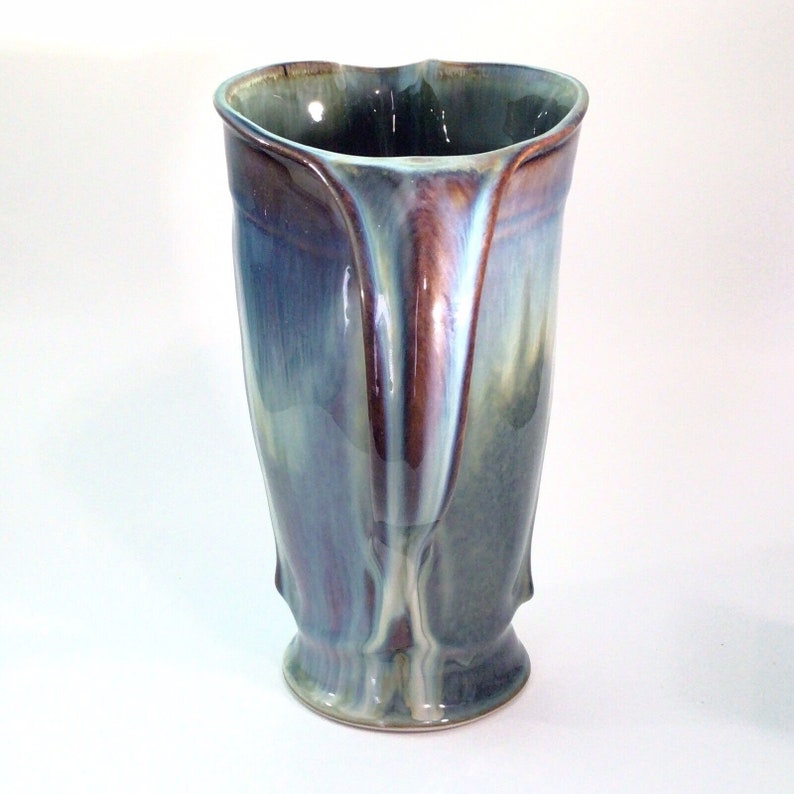 Bill Campbell Art Pottery Pitcher Studio Signed Blue Glaze 9 Etsy