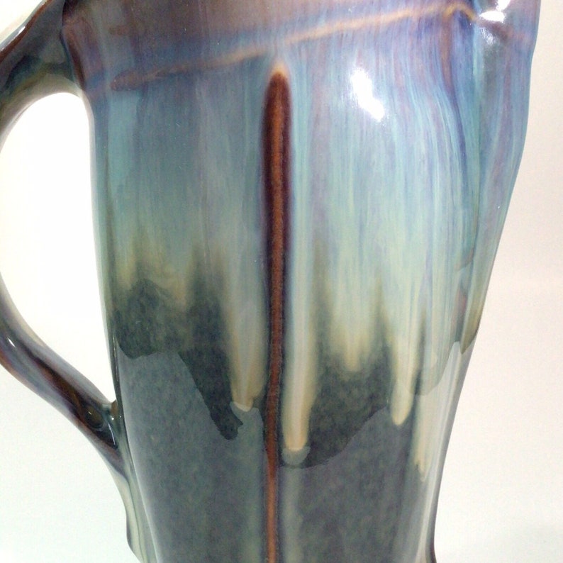 Bill Campbell Art Pottery Pitcher Studio Signed Blue Glaze 9 Etsy