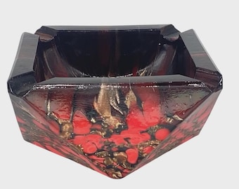 Cenicero de cristal artesanal italiano con pequeño defecto, vintage, mediados de siglo