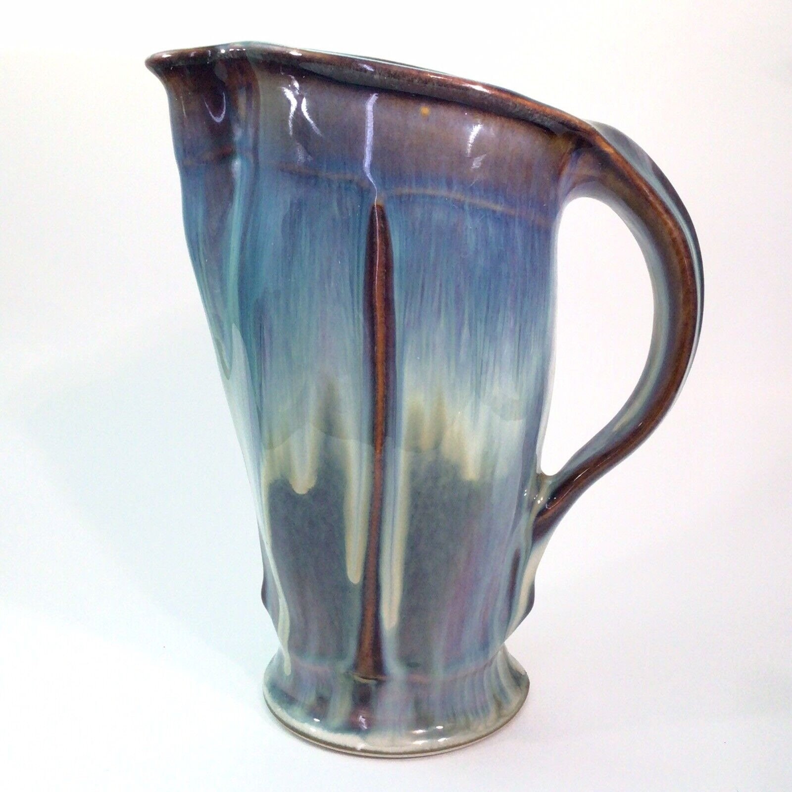 Bill Campbell Art Pottery Pitcher Studio Signed Blue Glaze 9 Etsy