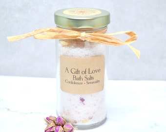 A Gift of Love Bath Salts, Herbal Bath Salts, Flower Bath Salts, Holistic Gift, Gift for Her, Gift for Wife, rose bath salts, bridal shower