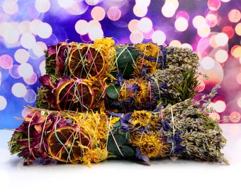 floral smoke cleansing bundle, affordable housewarming gift, witchy gifts for best friend