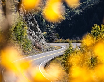 Autumn Road Photography Print: Colorado Fall Landscape Art