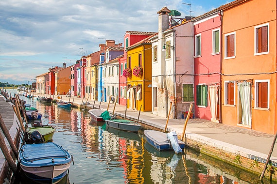 taly Photography Print, Colorful House Prints, Venice Digital Photo Download, Canal House Photography Prints Download, Colorful Photo Print