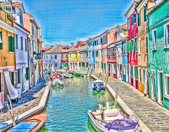 Canal of Color, Italian Wall Decor, Italy Art Print, Italian Photography, Italian Decor, Large Wall Art, Travel Photo, Travel Photography