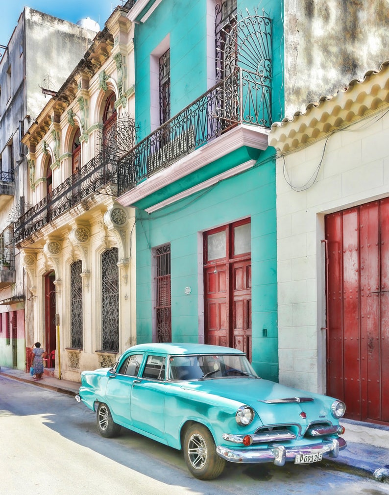 Havana Style, Classic Car Photo, Cuba Art Print, Canvas, Cuban Decor