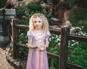 READY TO SHIP Metallic Rapunzel dress,girls dress,toddler dress,disney world outfit,tangled,long princess dress,birthday dress,Maxi, shiney