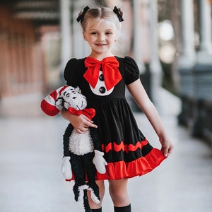 READY TO SHIP,Cat in the hat dress, dr. Seuss cosplay,100 days of school,cotton twirl dress,summer reading, elementary student,seussical image 1