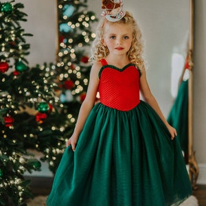 Martha May Whoever, Vestido de Natal, Grinch Que Roubou o Natal, Vestido formal de Natal, Meninas, Criança pequena, Retrato, Vestido de Natal de tule chique