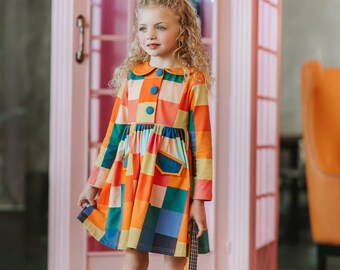 Coat of many colors,Girls Twirl Dress,Full Circle Skirt,Super Twirly,Soft,movie Dress,Twirl Dress,Fancy,pockets,book Dress,Toddler dress