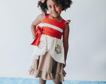 READY TO SHIP,Moana costume,princess twirl dress,cosplay,moana birthday outfit,princess dress,Moana dress,twirl dress, princess costume