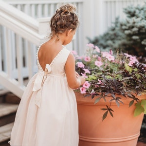 Antique Ivory flower girl dress,Elegant flower girl dress,ivory tulle dress,girls dress,first communion dress,baptism dress,blessing,ivory image 1