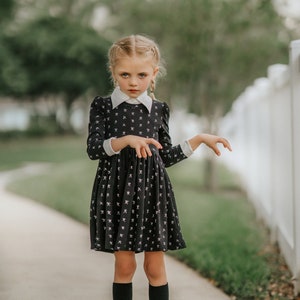 READY TO SHIP,Wednesday Addams Dress,Cosplay,Halloween Outfit,Wednesday Addams,Wednesday Black dress,Girls Birthday Dress,Halloween Costume