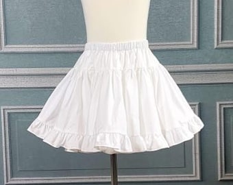 White_Antique_Ivory_ruffle_skirt_Pettiskirt_Petticoat_skirt_twirl_skirt_Only_little_once_lace_trim_volume_vintage_look_poof_underskirt_Black