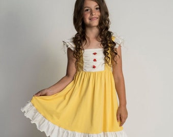 Beauty and the Beast dress,Girls twirl dress,Custom Princess dress,Disney Princess,Belle,Birthday dress,Disney dress,Halloween Costume