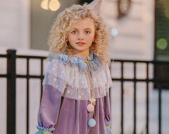 Pastel Clown Costume for Kids with Cape – Whimsical Circus-Inspired Dress Up Outfit for Girls and Toddlers | Colorful Pretend Play Clothes