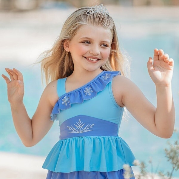 Elsa Frozen girls swimsuit,two piece tankini,dancewear,toddler swimsuit,toddler bathing suit,pageant,SPF 50,disney inspired swim,princess