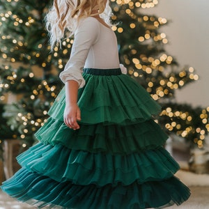 READY TO SHIP,Girls Christmas Dress or Skirt,Tulle Green Christmas Dress,Fancy Christmas,Green Christmas,Modest Girls Skirt,Holiday skirt