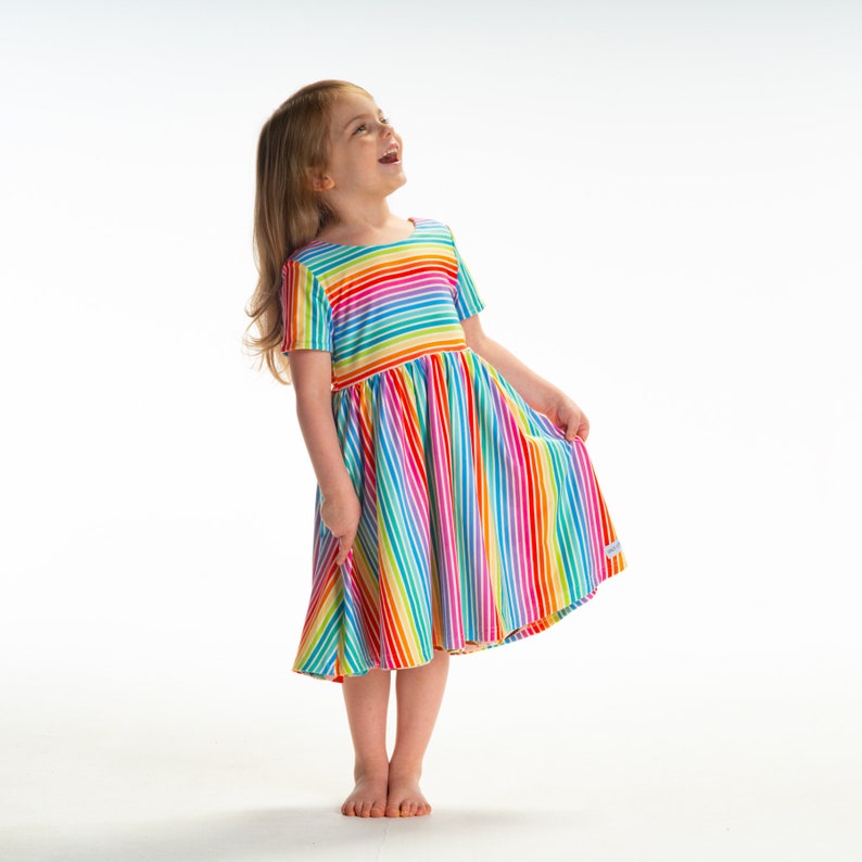 twirl dress,girls dress,reversible girls dress,fall outfit,rainbow stripe dress,toddler dress,twirly dresses,birthday outfit,gifts for girls