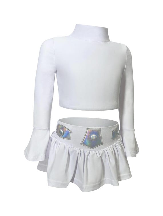 Space Princess Rash Guard Swimsuit for Girls Galactic White Two-Piece Long Sleeve Swim Set  Toddler Costume Bathing Suit Sci-Fi Beach Outfit