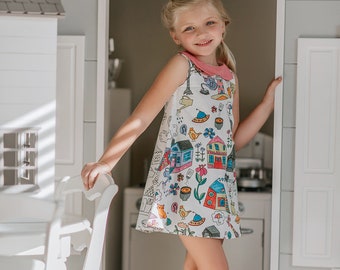 Kleurboekjurk, knutselproject voor meisjes, verjaardagsjurk, meisjesjurk, meisjesjurken, knutselwerk voor meisjes, kinderkunst, draagbare kunst, cadeaus voor meisjes