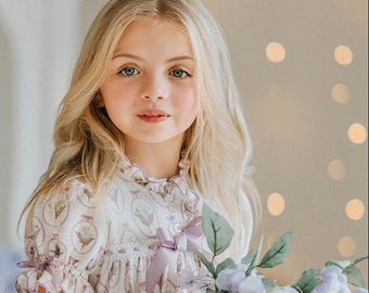 Floral Princess Nightgown for Girls,: Soft Ruffle Pajamas, Toddler Sleepwear with Bows