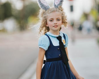 Zootopia Inspired Judy Hopps Police Costume Dress for Girls | Christmas Gift | Dress up Pretend Play Uniform | Park bound or Dress-Up Play