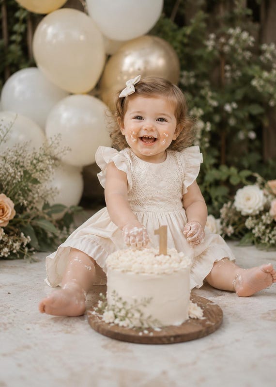beige dress girls Love n Joy Baby Boho Dress - Beige