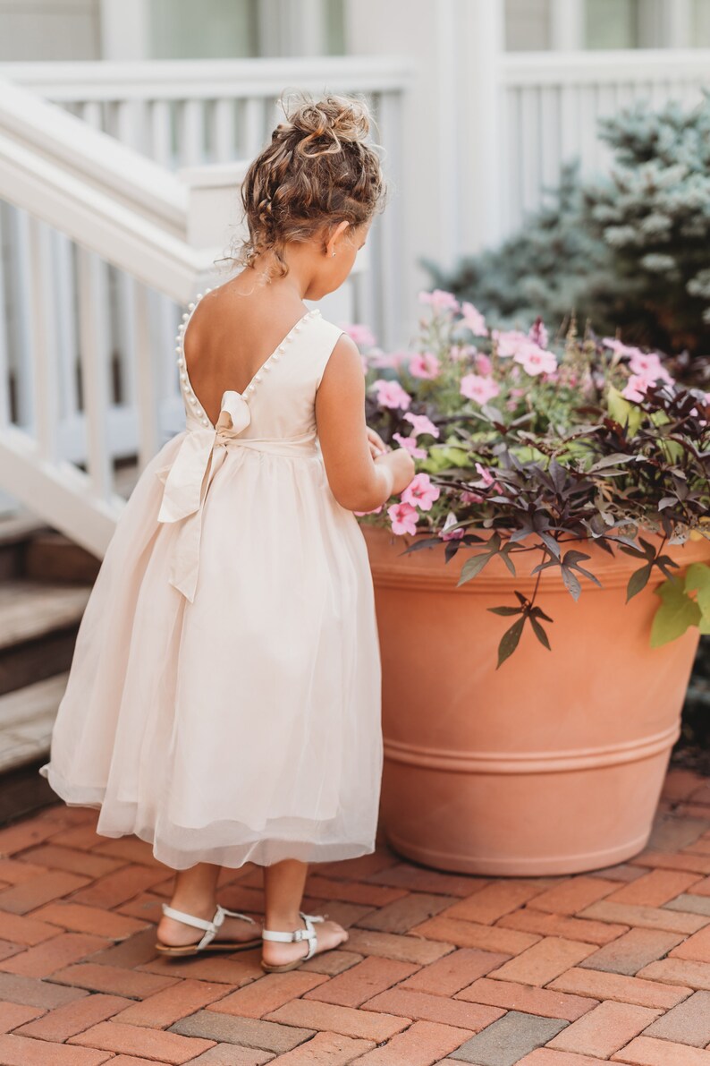 Antique Ivory flower girl dress,Elegant flower girl dress,ivory tulle dress,girls dress,first communion dress,baptism dress,blessing,ivory