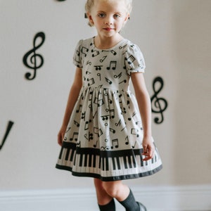 Piano dress,hobby dress,twirl dress,girls dress,toddler dress,piano,twirl,girls twirl dress,recital dress,preformance,piano recital dress image 1