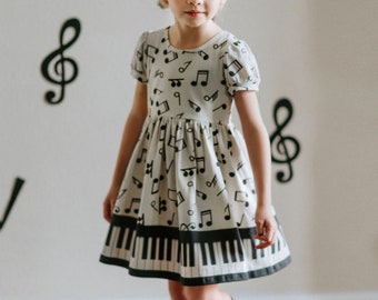 Piano dress,hobby dress,twirl dress,girls dress,toddler dress,piano,twirl,girls twirl dress,recital dress,preformance,piano recital dress