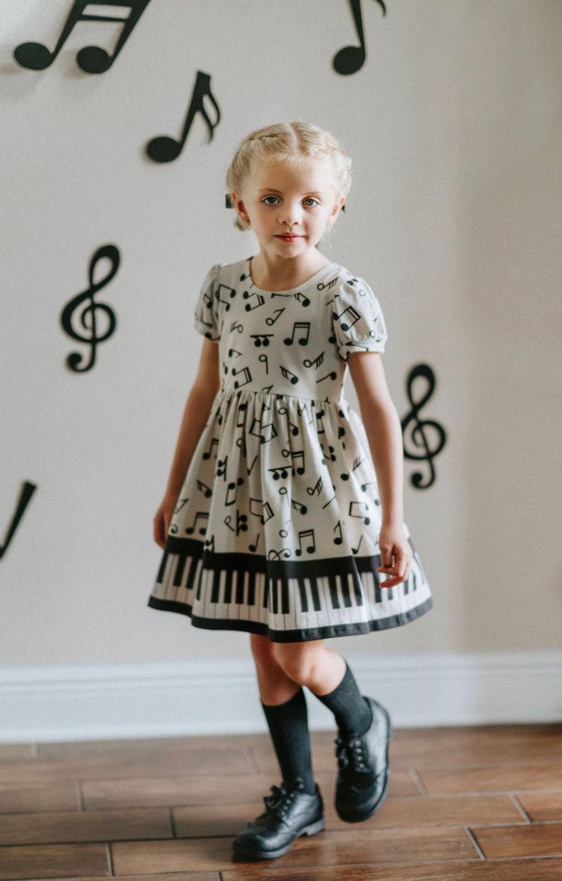 Piano dress,hobby dress,twirl dress,girls dress,toddler dress,piano,twirl,girls twirl dress,recital dress,preformance,piano recital dress image 1