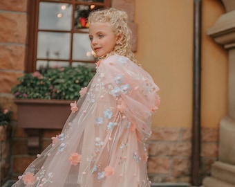 Proumhang Cape De Princesse à Capuche Pour Fille - Tulle Pailleté étoiles Et Lune - Blanc/Violet - 105