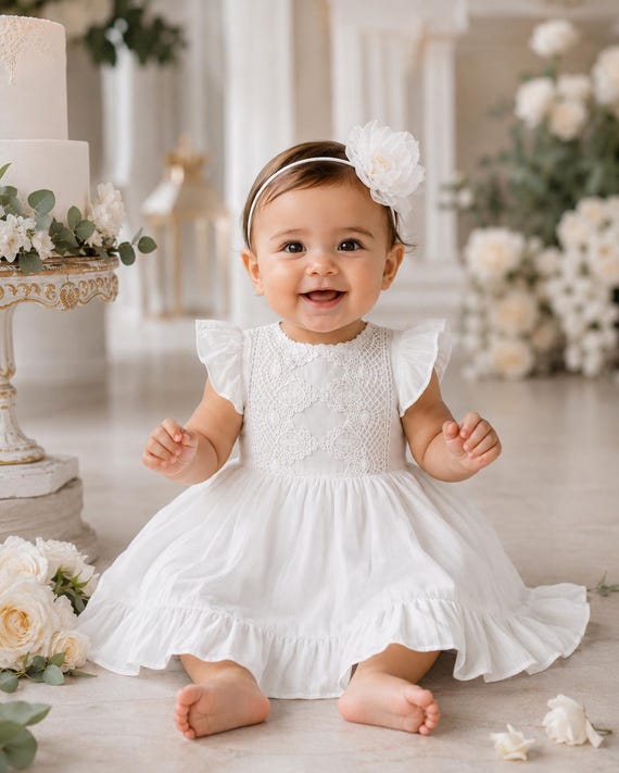Girls Pinafore,girls White Dress,girls White Flower Dress,portrait Dress,vintage Pinafore,beach Wedding Dress,twirl Dress,spring Dress