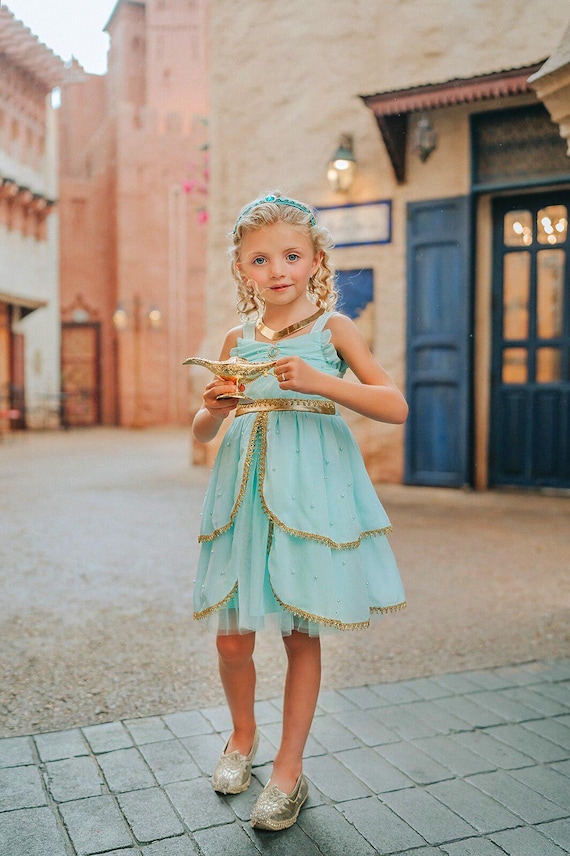princess jasmine gold dress DISNEY PRINCESS JASMINE DRESS GIRLS SIZE 9/10 Color GOLD