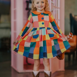 Coat of many colors,Girls Twirl Dress,Full Circle Skirt,Super Twirly,Soft,movie Dress,Twirl Dress,Fancy,pockets,book Dress,Toddler dress image 2