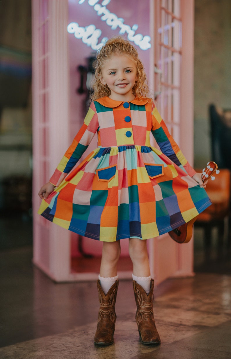 Coat of many colors,Girls Twirl Dress,Full Circle Skirt,Super Twirly,Soft,movie Dress,Twirl Dress,Fancy,pockets,book Dress,Toddler dress image 2