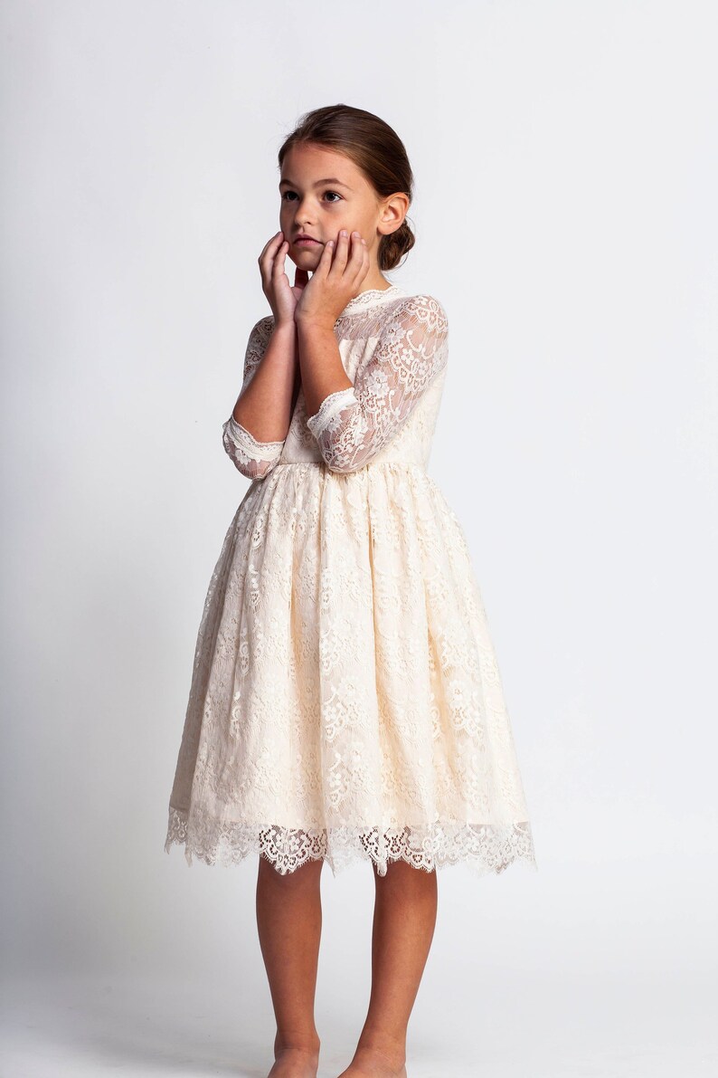 Cream and black flower girl dress, dick bar gay