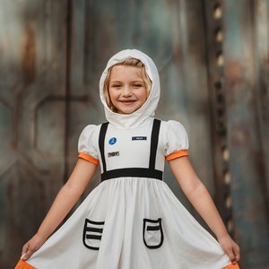 READY TO SHIP,Astronaut costume, halloween,Sally Ride,flight suit,Astronaut outfit,girls twirl dress,space outfit,pageant,space party image 1