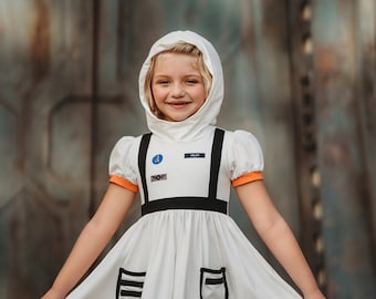 READY TO SHIP,Astronaut costume, halloween,Sally Ride,flight suit,Astronaut outfit,girls twirl dress,space outfit,pageant,space party